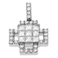 .61CT DIAMOND 14KT WHITE GOLD ROUND & PRINCESS INVISIBLE SQUARE FLOATING PENDANT