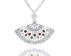 .39CT DIAMOND, AAA RUBY & AAA TSAVORITE 14KT WHITE GOLD PEACOCK FLOWER NECKLACE