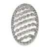 .64CT DIAMOND 14KT WHITE GOLD ROUND & BAGUETTE OVAL MULTI ROW FLOATING PENDANT