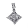 .38CT DIAMOND 14KT WHITE GOLD ROUND & PRINCESS SIDEWAYS SQUARE FLOATING PENDANT