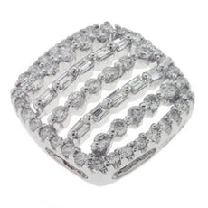 .53CT DIAMOND 14KT WHITE GOLD ROUND & BAGUETTE MULTI ROW SQUARE FLOATING PENDANT