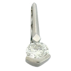 .50CT DIAMOND 14KT WHITE GOLD CLASSIC SOLITAIRE SEMI BEZEL BAR FLOATING PENDANT