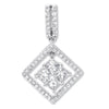 .82CT DIAMOND 14K WHITE GOLD 3D CLASSIC ROUND & PRINCESS SQUARE FLOATING PENDANT