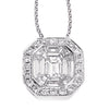 .72CT DIAMOND 14K WHITE GOLD ROUND BAGUETTE & EMERALD CUT BEZEL FLOATING PENDANT