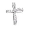 .33CT DIAMOND 14KT WHITE GOLD 3D CLASSIC ROUND SWIRL CROSS FLOATING PENDANT