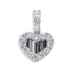 .87CT DIAMOND 14KT WHITE GOLD 3D ROUND & BAGUETTE HEART LOVE FLOATING PENDANT