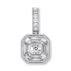 .51CT DIAMOND 14KT WHITE GOLD 3D ROUND BAGUETTE & EMERALD CUT FLOATING PENDANT