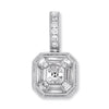 .51CT DIAMOND 14KT WHITE GOLD 3D ROUND BAGUETTE & EMERALD CUT FLOATING PENDANT