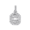 .62CT DIAMOND 14KT WHITE GOLD ROUND BAGUETTE & EMERALD CUT HALO FLOATING PENDANT