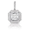 .83CT DIAMOND 14KT WHITE GOLD ROUND BAGUETTE & EMERALD CUT HALO FLOATING PENDANT