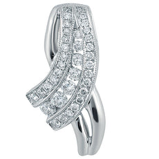 .41CT DIAMOND 14K WHITE GOLD CLASSIC 3 ROW CRISS CROSS GRADUATING SLIDER PENDANT