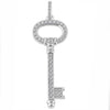 .42CT DIAMOND 14K WHITE GOLD CLASSIC KEY TO YOUR HEART FILIGREE MILGRAIN PENDANT