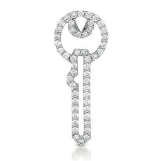 .53CT DIAMOND 14KT WHITE GOLD 3D MODERN KEY TO YOUR HEART FUN FLOATING PENDANT