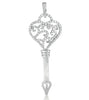.80CT DIAMOND 14K WHITE GOLD 3D OPEN FILIGREE KEY TO YOUR HEART FLOATING PENDANT