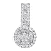 .85CT DIAMOND 14K WHITE GOLD CLASSIC ROUND DOUBLE HALO CIRCULAR FLOATING PENDANT