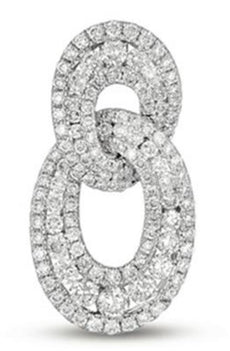 .99CT DIAMOND 14KT WHITE GOLD 3D CLASSIC 3 ROW OVAL LOVE KNOT FLOATING PENDANT