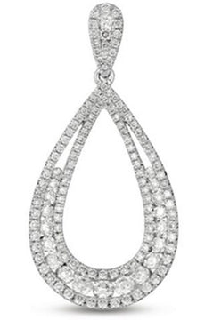 .99CT DIAMOND 14KT WHITE GOLD OPEN TEAR DROP GRADUATING JOURNEY FLOATING PENDANT