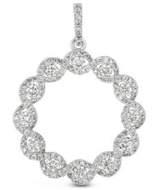 1.41CT DIAMOND 14K WHITE GOLD 3D INFINITY CIRCLE OF LIFE ETOILE FLOATING PENDANT