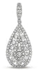 ESTATE 1.03CT DIAMOND 14KT WHITE GOLD 3D CLUSTER TEAR DROP FLOATING PENDANT