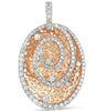 LARGE 1.53CT DIAMOND 14KT WHITE ROSE GOLD MULTI SWIRL HAMMERED LOOK OVAL PENDANT
