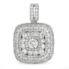 LARGE 1.73CT DIAMOND 14KT WHITE GOLD SQUARE MULTI ROW CHANNEL FLOATING PENDANT