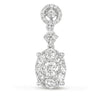 LARGE 1.05CT DIAMOND 14KT WHITE GOLD 3D ROUND INVISIBLE OVAL FLOATING PENDANT