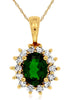 1.25CT DIAMOND & AAA RUSSALITE 14KT YELLOW GOLD 3D OVAL & ROUND FLOWER PENDANT