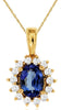 1.05CT DIAMOND & AAA TANZANITE 14KT YELLOW GOLD 3D OVAL & ROUND FLOWER PENDANT
