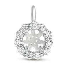 .57CT DIAMOND 14KT WHITE GOLD SOLITAIRE HALO 4 PRONG SEMI MOUNT FLOATING PENDANT
