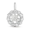 .57CT DIAMOND 14KT WHITE GOLD SOLITAIRE HALO 4 PRONG SEMI MOUNT FLOATING PENDANT