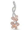 .43CT DIAMOND 14KT WHITE & ROSE GOLD DOUBLE BUTTERFLY LOVE KNOT FLOATING PENDANT