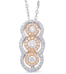 .43CT DIAMOND 14KT WHITE & ROSE GOLD FLOWER JOURNEY PAST PRESENT FUTURE PENDANT