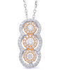 .43CT DIAMOND 14KT WHITE & ROSE GOLD FLOWER JOURNEY PAST PRESENT FUTURE PENDANT