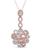 LARGE 1.11CT DIAMOND 14K WHITE & ROSE GOLD 3D MULTI OVAL FLOWER FLOATING PENDANT