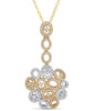 ESTATE LARGE 1.11CT DIAMOND 14KT 2 TONE GOLD MULTI OVAL FLOWER FLOATING PENDANT