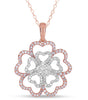 ESTATE LARGE .92CT DIAMOND 14K WHITE & ROSE GOLD MULTI HEART FLOWER LOVE PENDANT