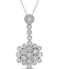 ESTATE LARGE 1.01CT DIAMOND 14KT WHITE GOLD 3D MULTI FLOWER LARIAT LOVE PENDANT