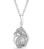 LARGE .86CT DIAMOND 14K WHITE GOLD 3D ROUND & BAGUETTE FLOWER TEAR DROP PENDANT