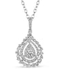 LARGE 1.05CT DIAMOND 14KT WHITE GOLD CLUSTER INVISIBLE DOUBLE TEAR DROP PENDANT
