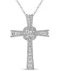 LARGE 1.40CT DIAMOND 14KT WHITE GOLD 3D SQUARE GRADUATING CROSS FLOATING PENDANT