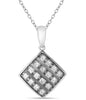 .46CT DIAMOND 14KT WHITE GOLD MULTI ROW CRISS CROSS SQUARE FUN FLOATING PENDANT