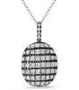 LARGE 1.27CT DIAMOND 14K WHITE BLACK GOLD ROUND & PRINCESS OVAL FLOATING PENDANT