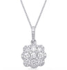 .72CT DIAMOND 14KT WHITE GOLD 3D ROUND INVISIBLE FLOWER SQUARE FLOATING PENDANT