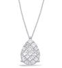 ESTATE .82CT DIAMOND 14K WHITE GOLD ROUND & PRINCESS INVISIBLE TEAR DROP PENDANT