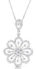 ESTATE LARGE 1.70CT DIAMOND 14KT WHITE GOLD 3D FLOWER CLASSIC FLOATING PENDANT