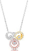 ESTATE .52CT DIAMOND 14K TRI COLOR GOLD 3D MULTI CIRCULAR BEZEL FLOATING PENDANT