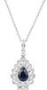 LARGE 1.64CT DIAMOND & AAA SAPPHIRE 14KT WHITE GOLD PEAR SHAPE FLOATING PENDANT