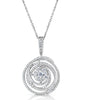 LARGE 1.44CT DIAMOND 14K WHITE GOLD CLUSTER INVISIBLE MULTI CIRCULAR FUN PENDANT