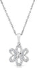 .36CT DIAMOND 14KT WHITE GOLD 3D DOUBLE HEART INFINITY FLOWER FLOATING PENDANT
