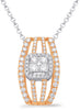 .58CT DIAMOND 14KT WHITE & ROSE GOLD INVISIBLE MULTI ROW SQUARE FLOATING PENDANT